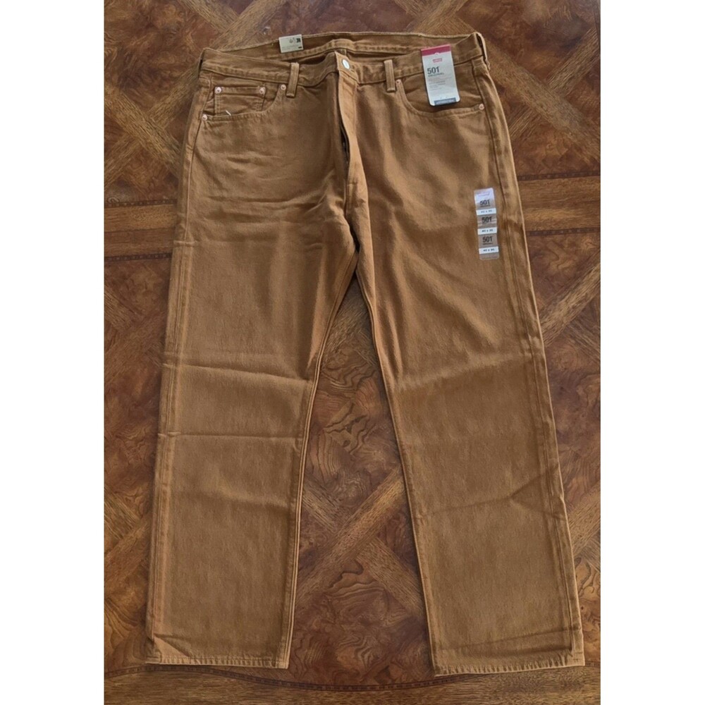 Levi's Men's 501 Original Fit Straight Leg Button Fly Jeans 40x30 Tobacco Brown